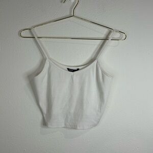 SHEIN White Ribbed Cami Tank Top | Cropped Spaghetti Strap | Size XL